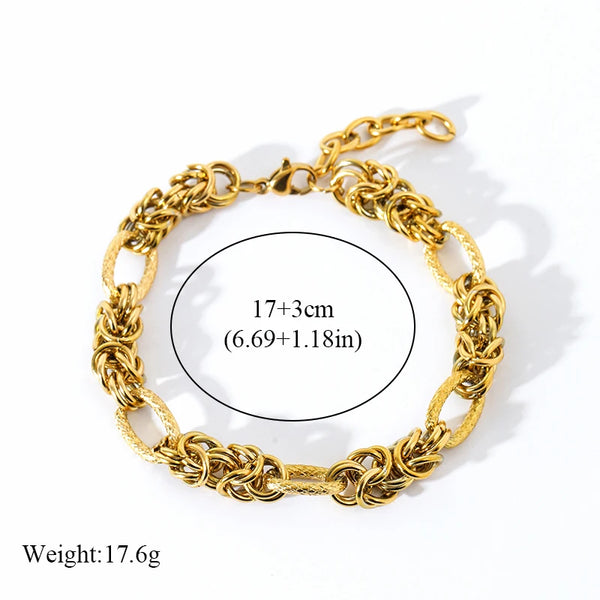 EILIECK 316L Stainless Steel Twisted Bracelet Bangles For Women Trendy 18K Gold Plated Wrist Chain Waterproof Jewelry Gift Party