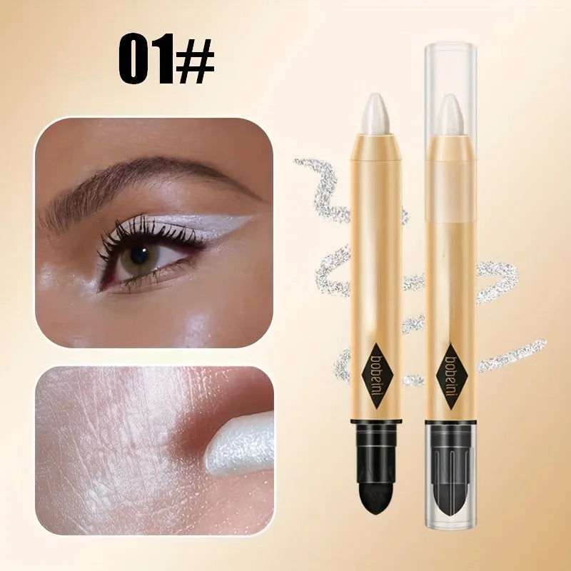 2 in 1 Pearly Eyeshadow Stick Pencil Waterproof Glitter Matte Eyeshadow Makeup High Pigmented Eyelid Under Crease Eyeshadow Pen