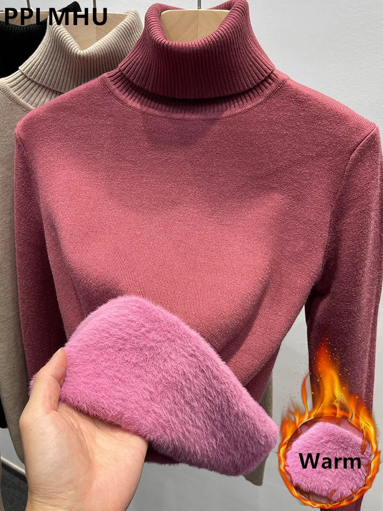 Velvet Turtleneck Sweater Women