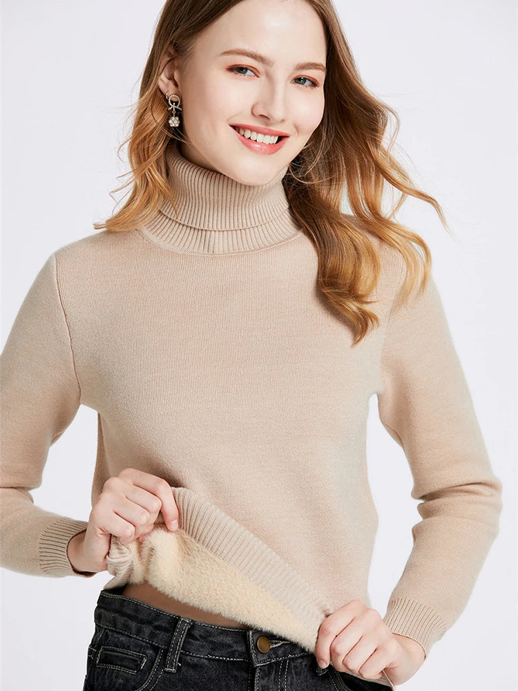 Velvet Turtleneck Sweater Women