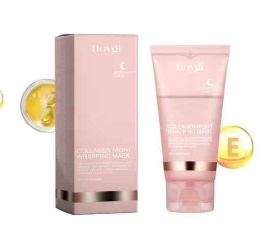 Collagen Overnight Wrapping Peel Off Facial Mask, Korean Collagen Night Wrapping Mask Deeply Hydrates Night Care Mask Cream 75ml