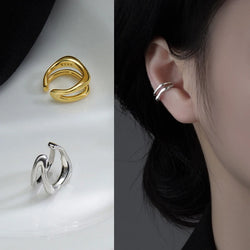 1Pc Ear Cuff Earrings Non-Piercing Double Layer Cuff Ear Clip Earring for Women Fake Cartilage Simple Y2K Jewelry 2024 New