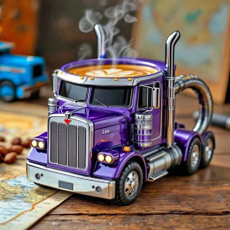 1Pc Durable Truck Coffee Mug Semi Truck Handcrafted Coffee Cup Semi-trailer Shaped 11 Ounces Semi-Truck Coffee Mugs For Men