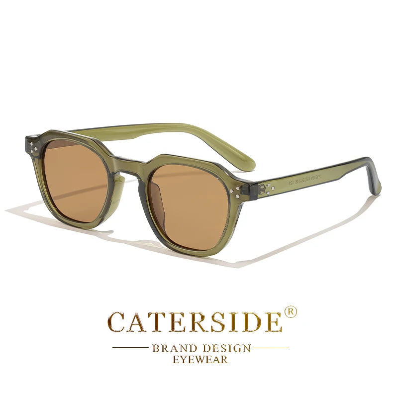 CATERSIDE Retro Polarized Sunglasses Men Ultralight TR90 Frame Polygon Women Sun Glasses Outdoor High Quality Travel  Eyewear