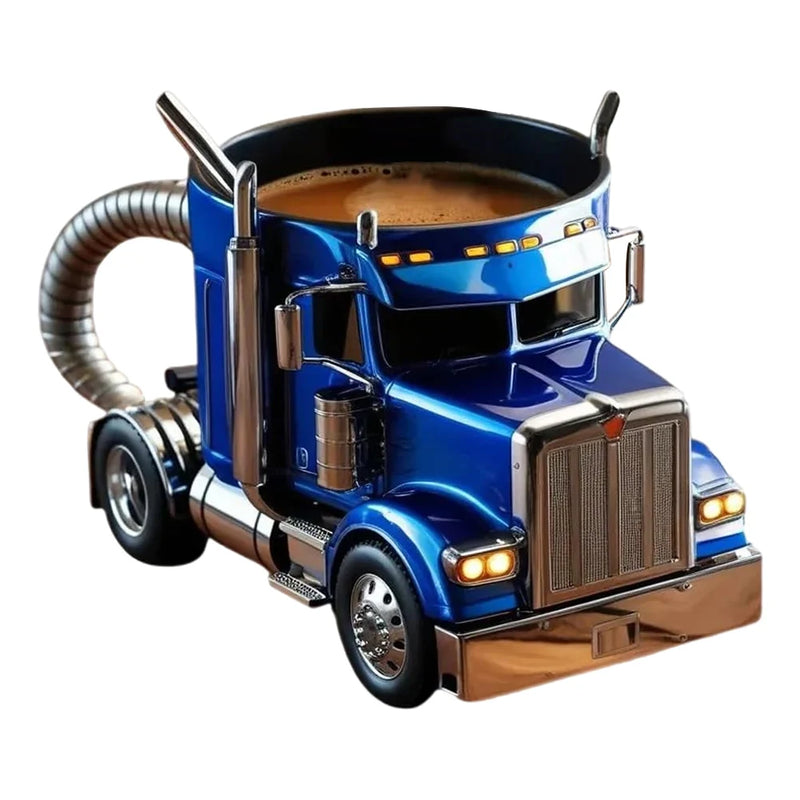 1Pc Durable Truck Coffee Mug Semi Truck Handcrafted Coffee Cup Semi-trailer Shaped 11 Ounces Semi-Truck Coffee Mugs For Men