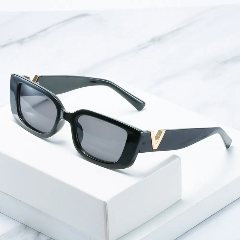 Fashion Retro Luxury Women Logo V Square Sunglasses UV400 Sexy Eyewear