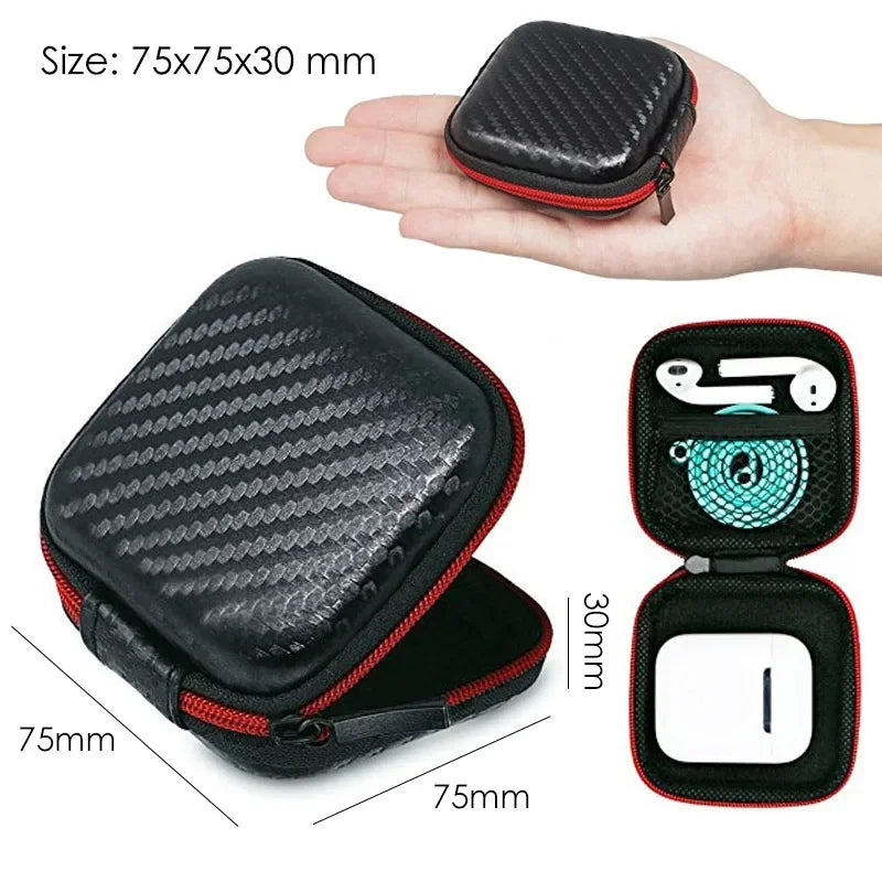 Small Oval Earphone Storage Bags Hard Shell Data Cable Organizer Bag Mini Tech Gadgets Portable Case Charger U Disk Zipper Pouch