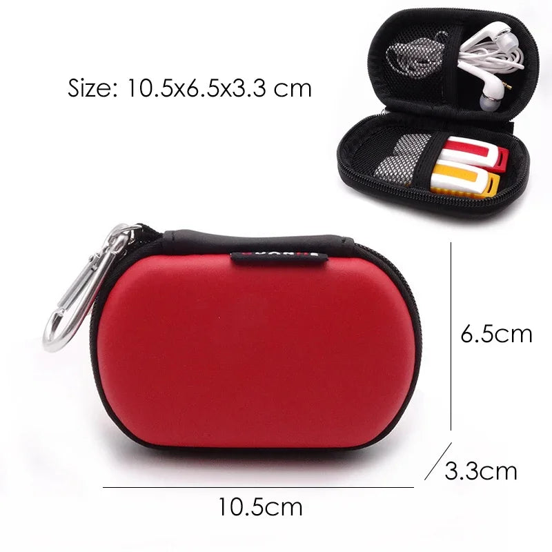 Small Oval Earphone Storage Bags Hard Shell Data Cable Organizer Bag Mini Tech Gadgets Portable Case Charger U Disk Zipper Pouch