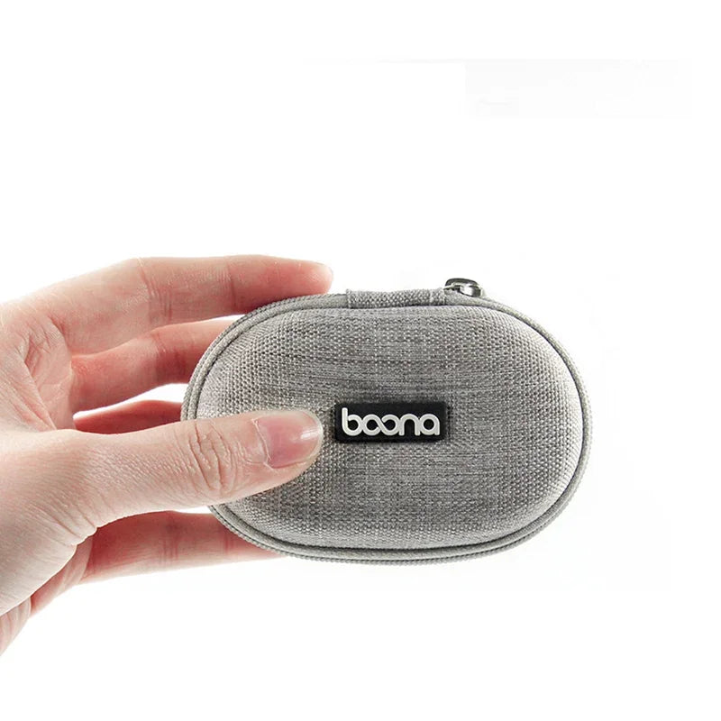 Small Oval Earphone Storage Bags Hard Shell Data Cable Organizer Bag Mini Tech Gadgets Portable Case Charger U Disk Zipper Pouch