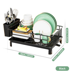 dish draining rack,Cutlery rack with drain tray and drip line,cup holder,cutlery holder,Kitchen countertop storage rack