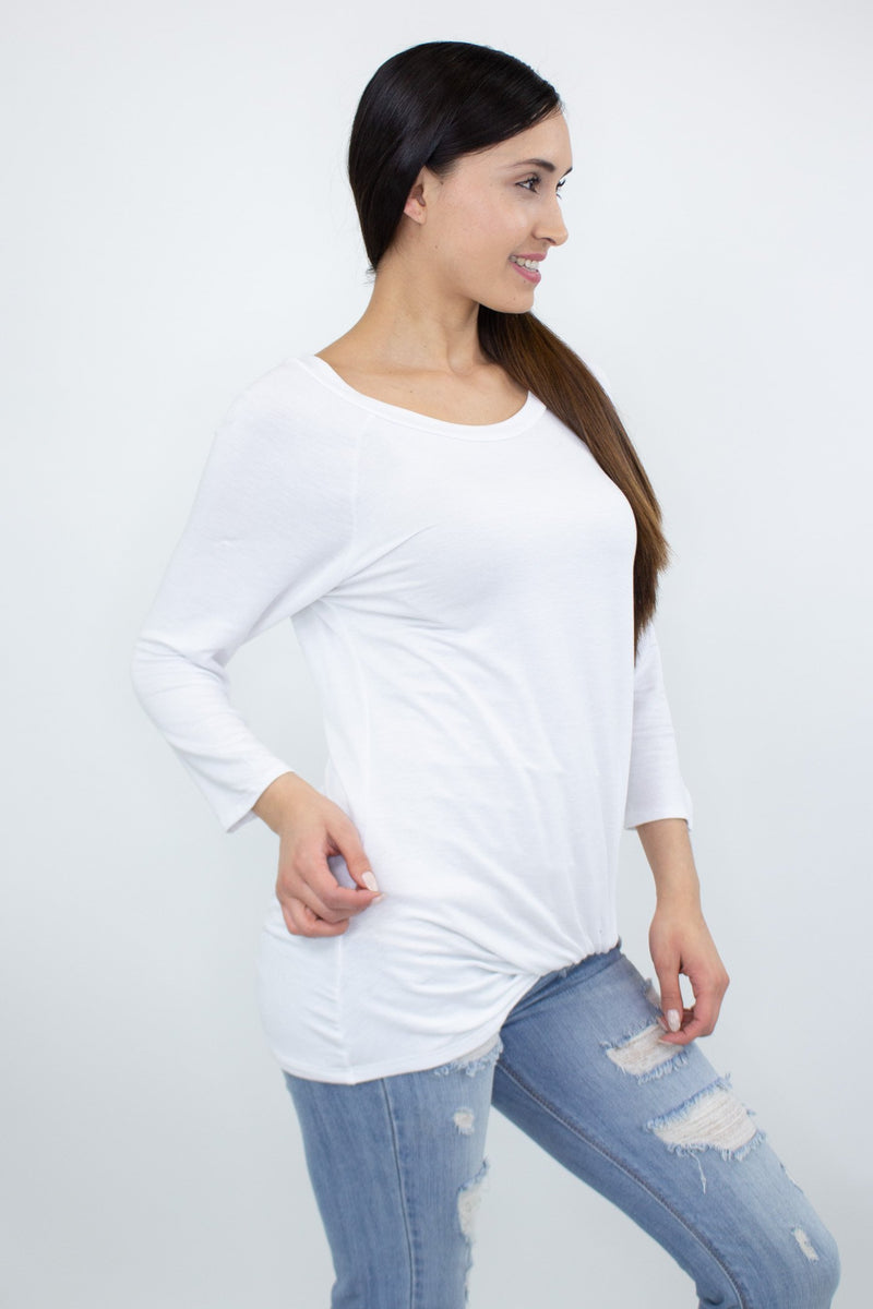 Twisted Front Comfortable Top - White