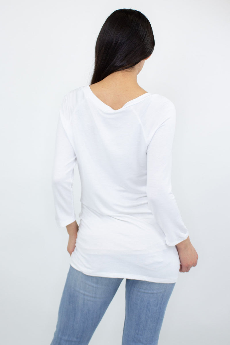 Twisted Front Comfortable Top - White