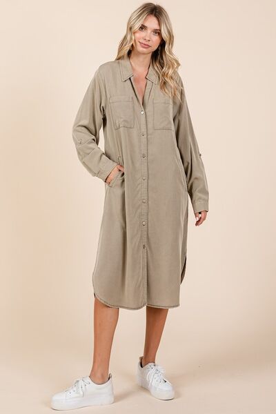 Mittoshop Button Down Long Sleeve Shirt Dress