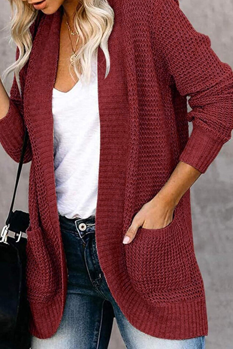 Pocket Knitted Solid Color Cardigan