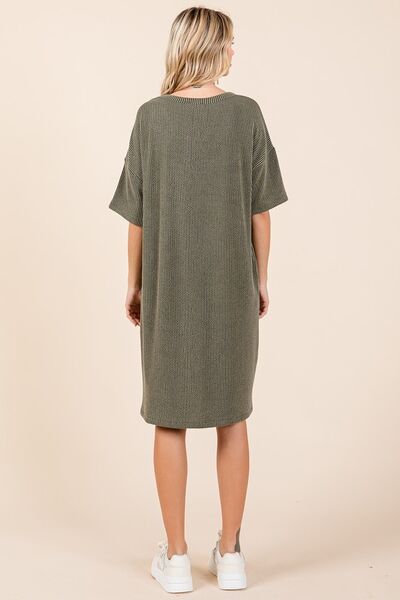 Mittoshop Urban Rib Knit Short Sleeve Tee Dress