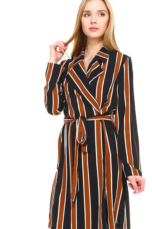 Multi Stripe Long Blazer