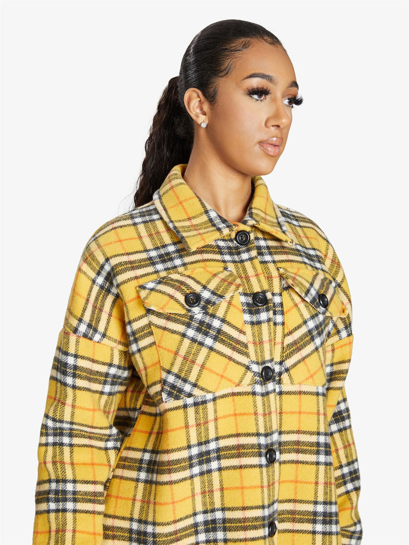 Oversized Nova Check Wool Blend Shacket