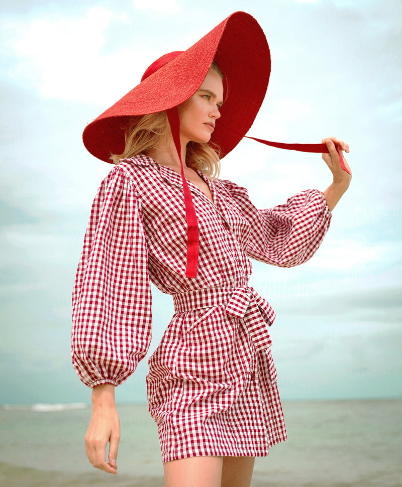 MEGHAN Mini Dress, in Gingham Red