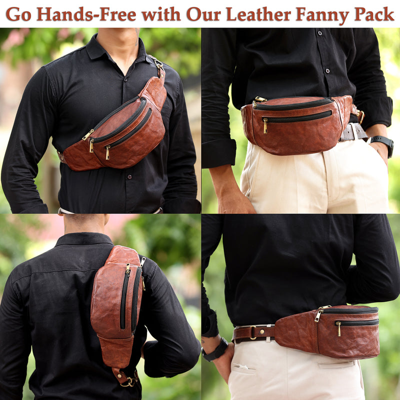 Combo Of 2 Leather Woman Laptop Handbag And Fanny Pack Bag