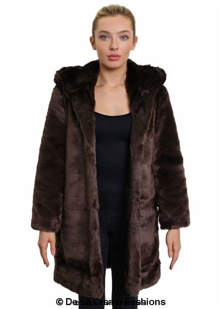 De La Creme - Women's Luxury Faux Fur Jacket Ladies Hooded Winter Coat