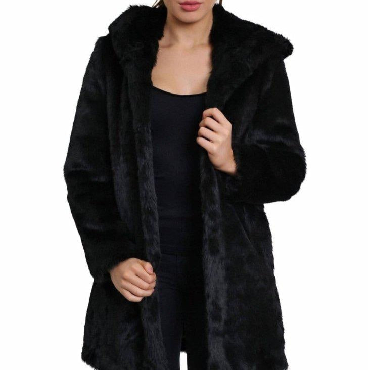 De La Creme - Women's Luxury Faux Fur Jacket Ladies Hooded Winter Coat