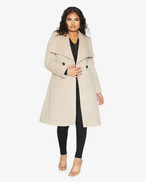 Waterfall Lapel Double Breasted Duster Coat