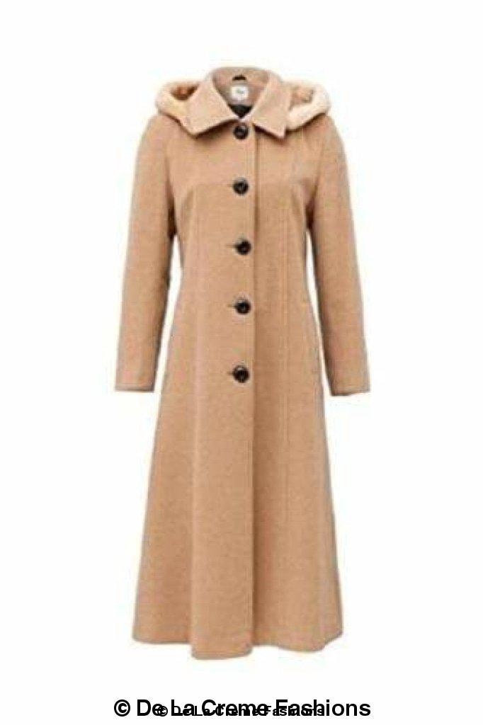 Wool Blend Faux Fur Trim Hooded Long Coat