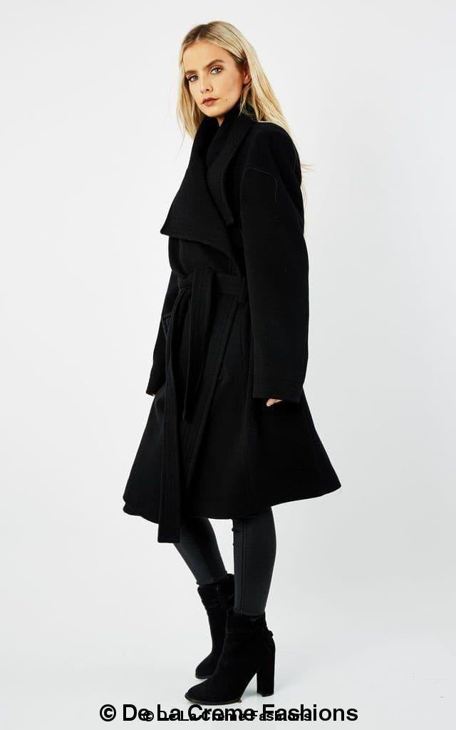 Wool Blend Large Lapel Duster Coat