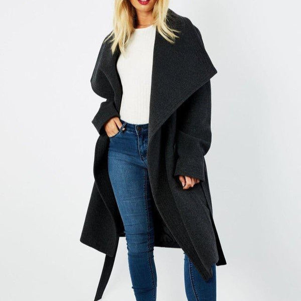 Wool Blend Large Lapel Duster Coat