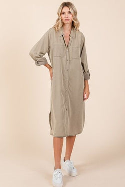 Mittoshop Button Down Long Sleeve Shirt Dress