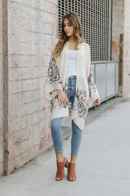 Long Sheer Floral Kimono – Graceful and Lightweight