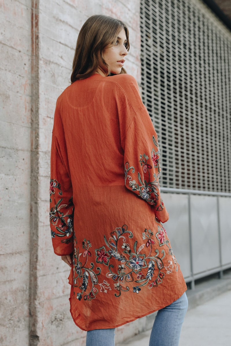 Long Sheer Floral Kimono – Graceful and Lightweight