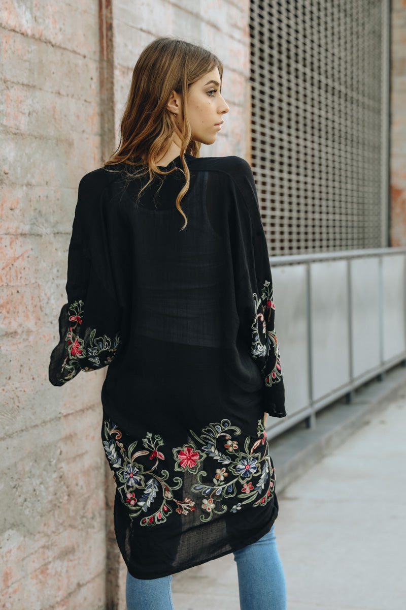 Long Sheer Floral Kimono – Graceful and Lightweight