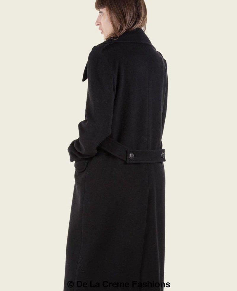 MARQUETTA - Womens Double Breasted Wool & Cashmere Blend Long Coat