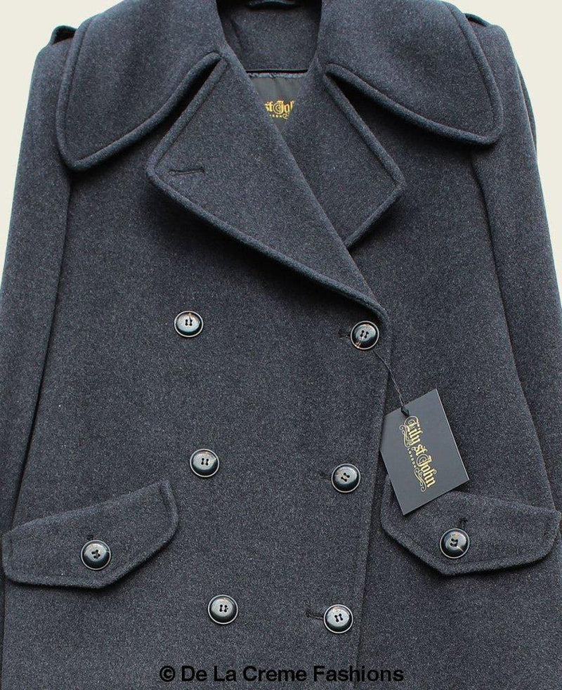 MARQUETTA - Womens Double Breasted Wool & Cashmere Blend Long Coat