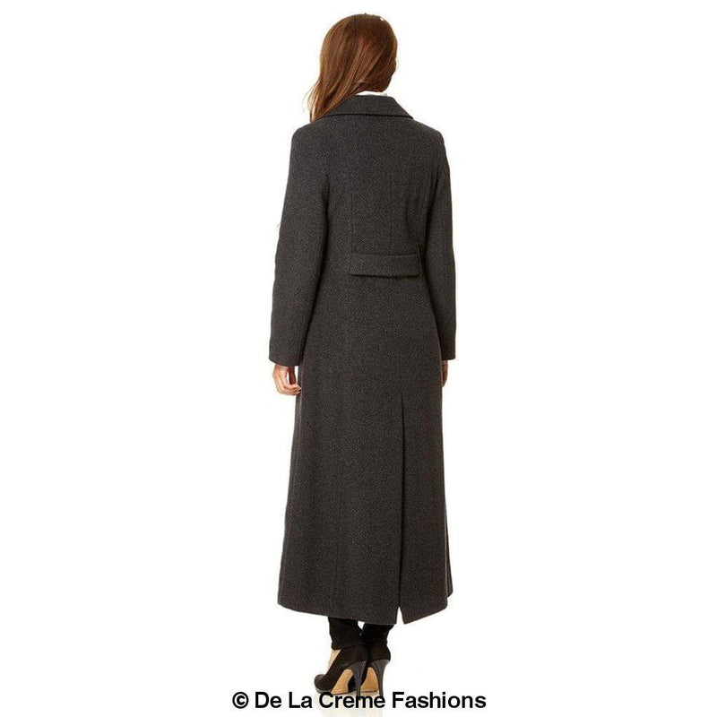 Wool Blend Double Breasted Long Coat