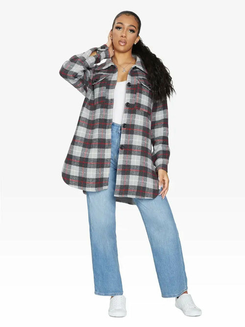 Oversized Nova Check Wool Blend Shacket