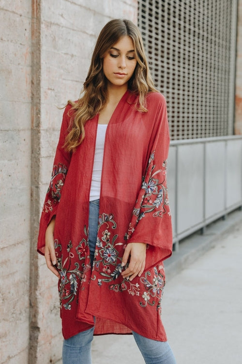 Long Sheer Floral Kimono – Graceful and Lightweight