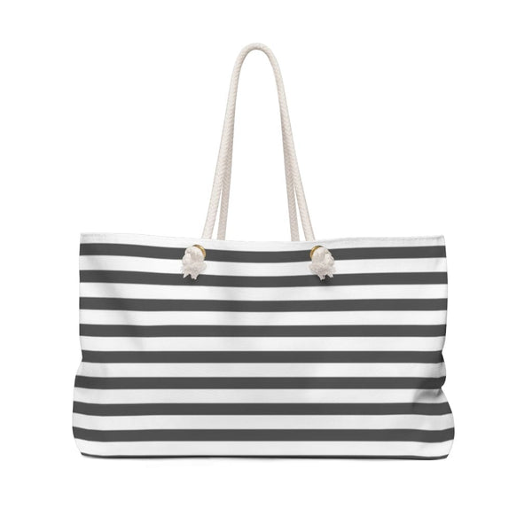 Weekender Tote Bag - Grey and White Stripes