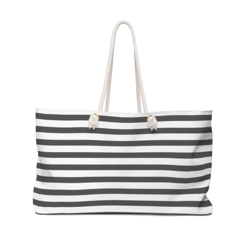 Weekender Tote Bag - Grey and White Stripes